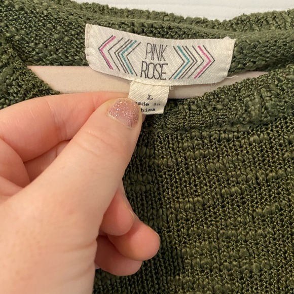 Pink Rose Green and Pink Striped Sweater - Picture 3 of 4